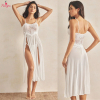 Fancyra Women Solid Lace Patchwork Mesh Bow Detail Cami Babydoll Lingerie Dress