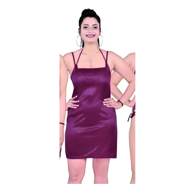 Fancyra Women Solid Satin Above Knee Length Pack of 4 Nightwear Nighty Set - Image 4