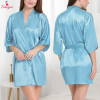 Fancyra Women Solid Satin Kimono Robe Nighty Nightwear