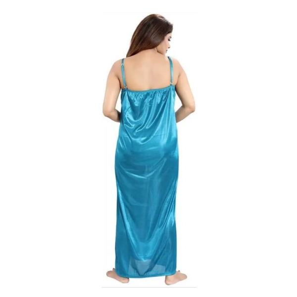 Fancyra Women Solid Satin Nighty Gown Set Of 4 Night dress Night Wear Sleepwear - Image 4