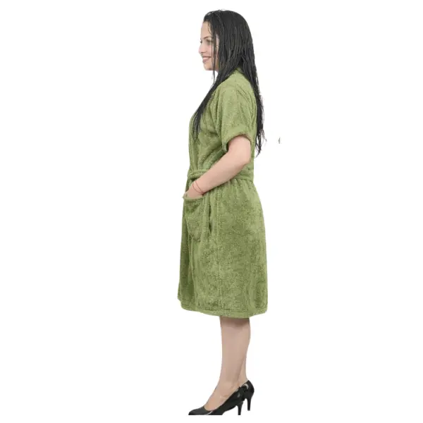 Fancyra Women Solid Terry Cotton Single Pocket Bathrobe - Image 2