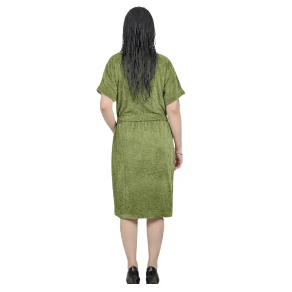 Fancyra Women Solid Terry Cotton Single Pocket Bathrobe - Image 4