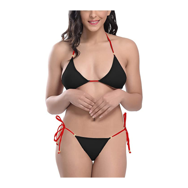 Fancyra Women Spandex Bikini Bra Panty Lingerie Set Free Size Black Color - Image 2