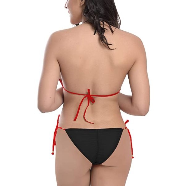 Fancyra Women Spandex Bikini Bra Panty Lingerie Set Free Size Black Color - Image 4