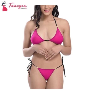 Fancyra Women Spandex Bikini Bra Panty Lingerie Set Free Size Pink Color