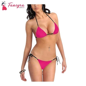 Fancyra Women Spandex Bikini Bra Panty Lingerie Set Free Size Pink Color Fashion Bikini Lingerie Set For Women