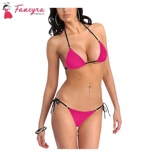 Fancyra Women Spandex Bikini Bra Panty Lingerie Set Free Size Pink Color Fashion Bikini Lingerie Set For Women
