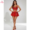 Fancyra Women Sparkle Metallic Cosplay Lingerie Top & Skirt Set