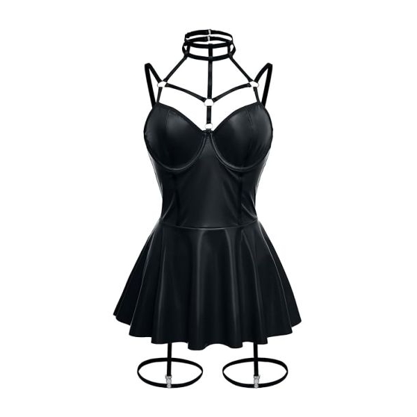 Fancyra Women Strappy Bustier Babydoll Lingerie Dress with Flared Skirt - Image 4