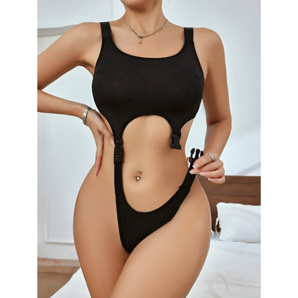 Fancyra Women Straps Hollow Out Backless Jumpsuit Style Bodysuit Lingerie - Image 2