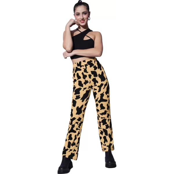 Fancyra Women Stretchable Beige Animal Print Lycra Pant - Image 3