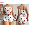 Fancyra Women Striped and Strawberry Print Sleeveless Cami Top and Shorts Pajama Set