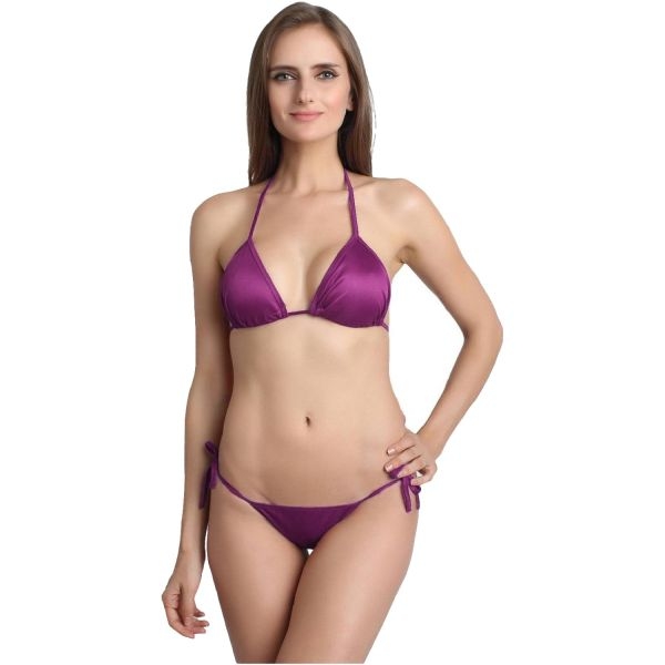 Fancyra Women Stylish Bikini Bra Panty Lingerie Set Free Size Purple Color - Image 3