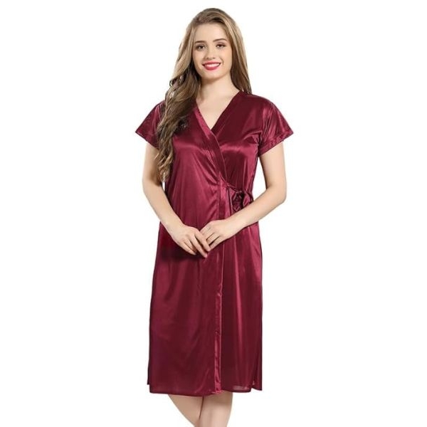 Fancyra Women Stylish Hot Satin Lace Babydoll Nightdress Set for Women - Image 2