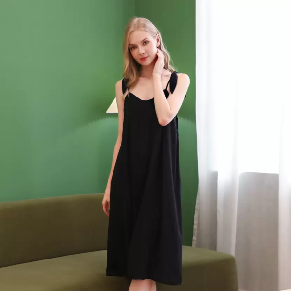 Fancyra Women Stylish Long Pure Cotton Nightgown Spaghetti Strap Sleeveless Lingerie Nightwear Free Size - Image 5