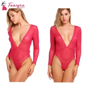Fancyra Women Stylish Plain Above Knee Babydoll Lingerie Bodysuit Free Size Pink Color