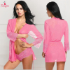 Fancyra Women Stylish Transparent Net Lace Nightwear Robe Lingerie with Seamless Underwear