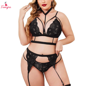 Fancyra Women Suspender Set Underwear Lace Bra and Briefs Garter Lingerie Set for Women