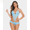 Fancyra Women Teddy Lingerie Deep V Halter One Piece Babydoll Mini Lace Bodysuit
