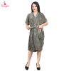 Fancyra Women Terry Cotton Grey Bathrobe with Single Pocket