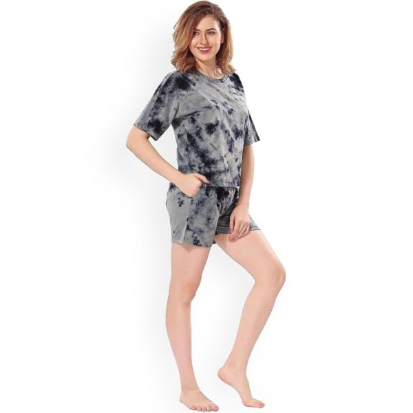 Fancyra Women Tie and Dye Satin Night Suit Pajama Set - Image 2