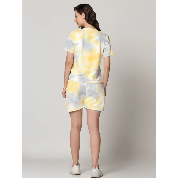 Fancyra Women Tie & Dye T-Shirt & Shorts Pajama Set Nightwear - Image 3