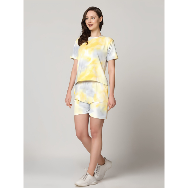 Fancyra Women Tie & Dye T-Shirt & Shorts Pajama Set Nightwear - Image 4