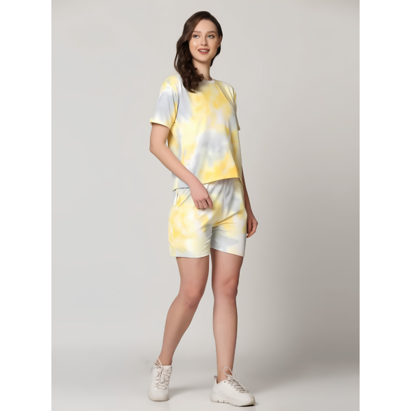 Fancyra Women Tie & Dye T-Shirt & Shorts Pajama Set Nightwear - Image 5