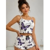 Purple Butterfly Print Cute Pajama Set