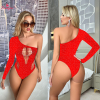 Fancyra Women Transparent Alluring Rhinestone Fishnet Bodystocking Lingerie