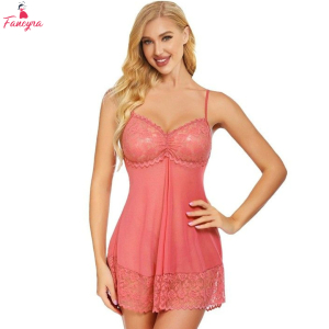 Fancyra Women Transparent Net Lace Babydoll Lingerie Nighty