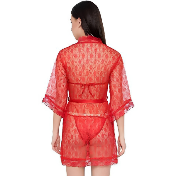 Fancyra Women Transparent See Through Floral Nighty Robe Lingerie Dress - Image 3