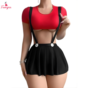 Fancyra Women Two Piece Crop Top and Skirt Set Role Play Costumes Lingerie