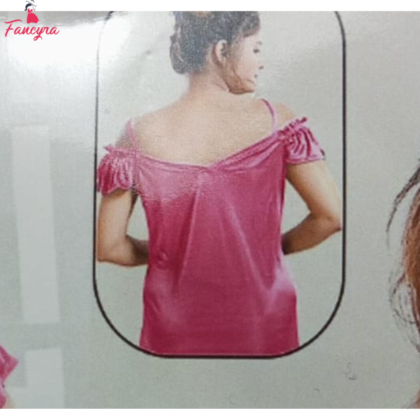 Fancyra Women Two Piece Satin Nightwear Set - Pink Lace Sleepwear with Robe - Image 2