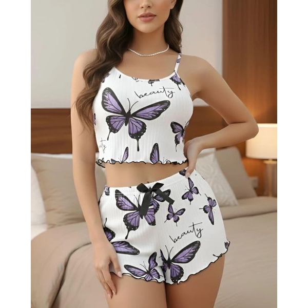 Fancyra Women Two Piece Set Cami Top & Short Pajama Set Nightwear - Image 5