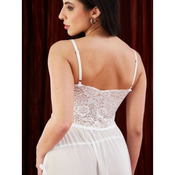 Fancyra Women V Neck Split Thigh Design Long Nightwear Baby Doll Lingerie - Image 3