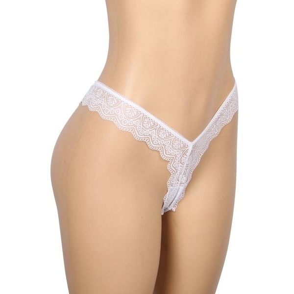 Fancyra Women White Lace Thong Panties Low Rise V-Shape Lace Comfortable Underwear - Image 5