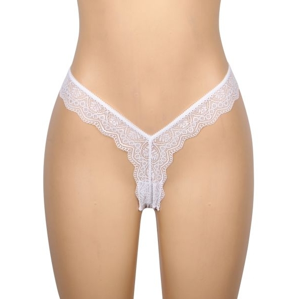 Fancyra Women White Lace Thong Panties Low Rise V Shape Soft Innerwear - Image 4