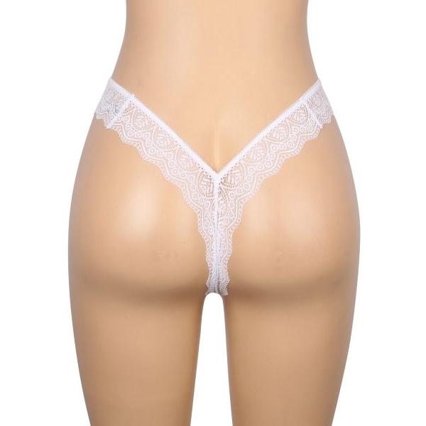 Fancyra Women White Lace Thong Panties Low Rise V Shape Soft Innerwear - Image 5