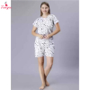 Fancyra Women White Printed Elegant Top & Shorts Nightwear Pajama Set