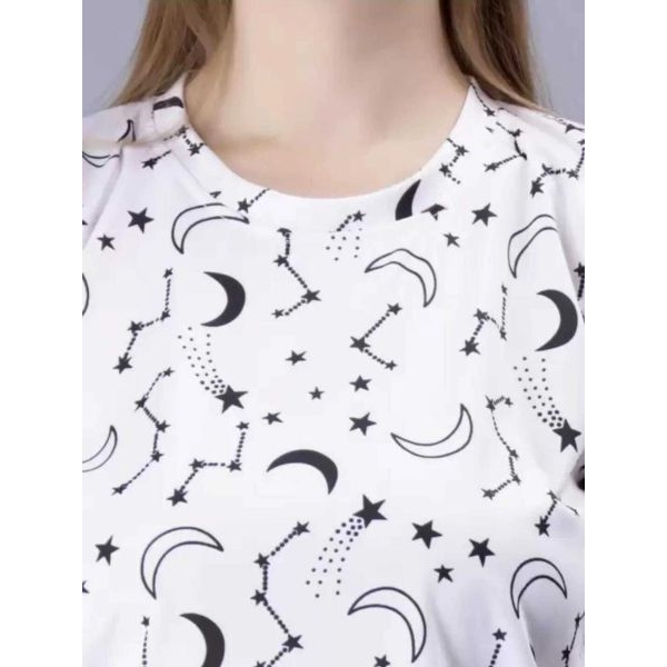 Fancyra Women White Printed Elegant Top & Shorts Nightwear Pajama Set - Image 5