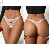Fancyra Women White Stylish Mesh Thong Lightweight Heart Pattern Panty