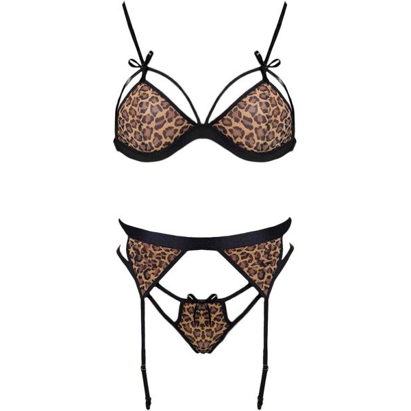 Fancyra Women Wireless Collar Bra with Garter Thong Sleepwear Leopard Lingerie Set - Image 4