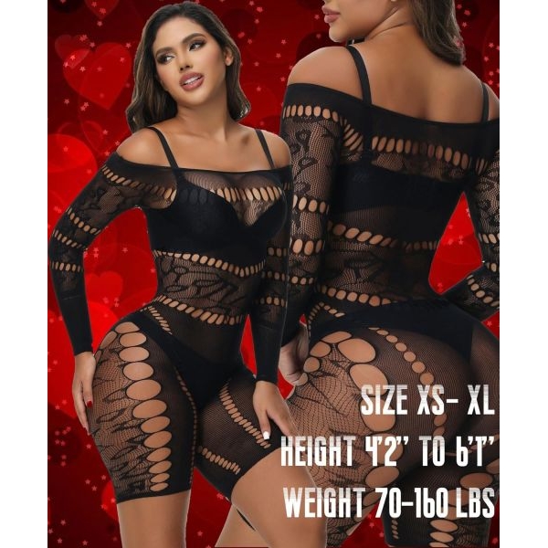 Fancyra Women's Bodysuit Fishnet Bodystocking Hollow Out Jumpsuit Bodycon Hot Romper Lingerie - Image 4