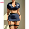 Fancyra Women's Role Playing Lingerie Costume Sets V Neck Collared Garter Lingerie Outfits Nightwear
