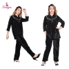Fancyra Woolen Blend Women Top & Pajama Set Black Embroidered Nightwear