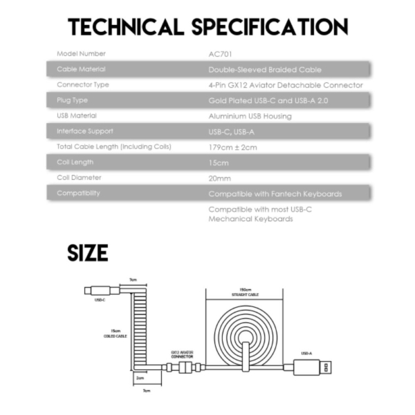 Fantech Coiled Cable Ac701 - Image 2