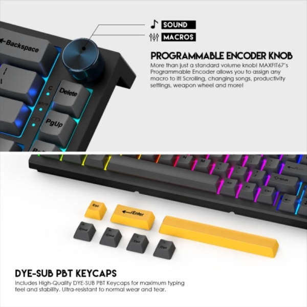 Fantech Maxfit67 MK858 RGB Mechanical Hotswap Keyboard - Image 9