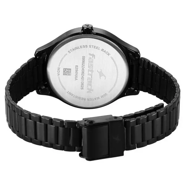 Fastrack Stunners Quartz Analog Black Dial Black Metal Strap Watch For Girls - Image 5