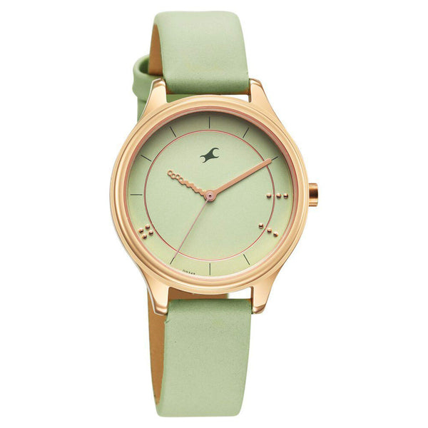 Fastrack Stunners Quartz Analog Green Dial Green Leather Strap Watch For Girls - Image 2